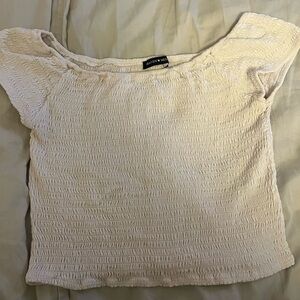 Brandy Melville Off-White Smocked Crop Top